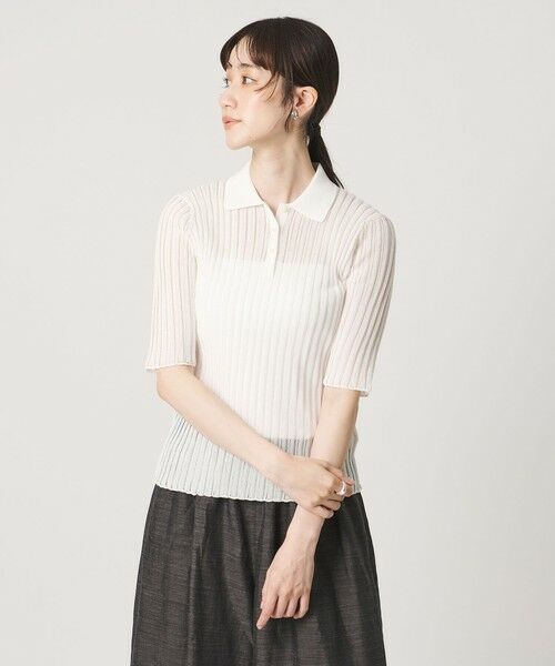 UNITED ARROWS / ユナイテッドアローズ ニット・セーター | シアー リブ ポロニット ‐ウォッシャブル‐ | 詳細1