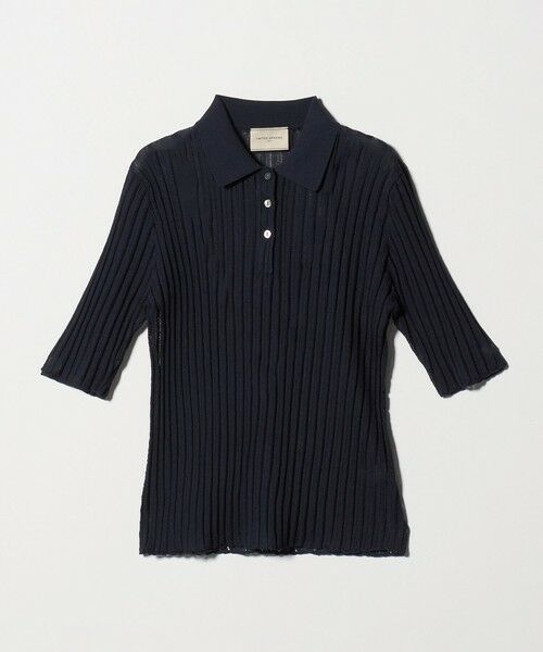 UNITED ARROWS / ユナイテッドアローズ ニット・セーター | シアー リブ ポロニット ‐ウォッシャブル‐（NAVY）