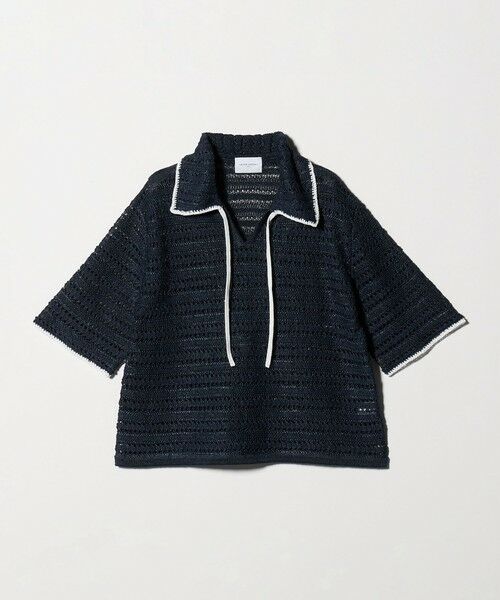UNITED ARROWS / ユナイテッドアローズ ニット・セーター | アイレット バイカラー ニット（NAVY）