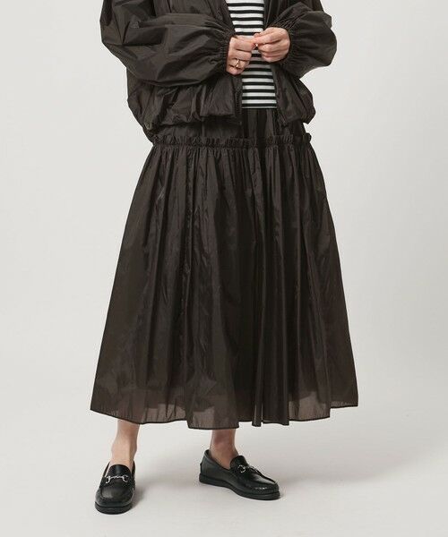 UNITED ARROWS / ユナイテッドアローズ ロング・マキシ丈スカート | シアー タフタ ギャザースカート ‐はっ水 ウォッシャブル‐（DK.BROWN）