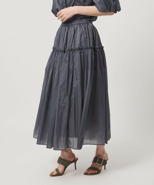 UNITED ARROWS / ユナイテッドアローズ ロング・マキシ丈スカート | シアー タフタ ギャザースカート ‐はっ水 ウォッシャブル‐（LT.BLUE）