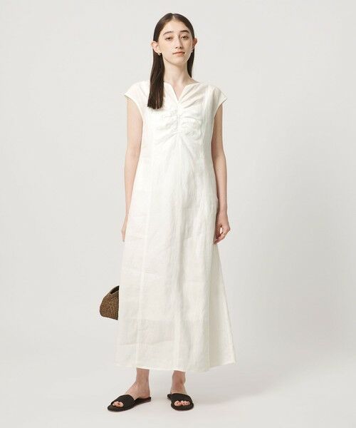 UNITED ARROWS / ユナイテッドアローズ ロング・マキシ丈ワンピース | リネン シャーリング スキッパー ワンピース ‐ウォッシャブル‐ | 詳細1