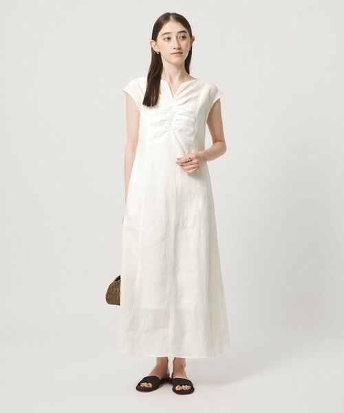 UNITED ARROWS / ユナイテッドアローズ ロング・マキシ丈ワンピース | リネン シャーリング スキッパー ワンピース ‐ウォッシャブル‐ | 詳細2