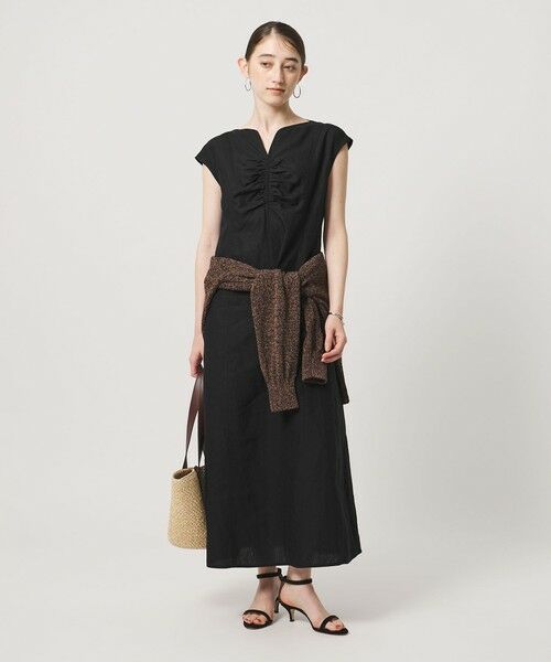 UNITED ARROWS / ユナイテッドアローズ ロング・マキシ丈ワンピース | リネン シャーリング スキッパー ワンピース ‐ウォッシャブル‐ | 詳細8