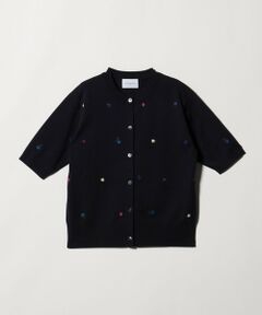 UNITED ARROWS / ユナイテッドアローズ カーディガン・ボレロ | フラワー エンブロイダリー ショートスリーブ カーディガン ‐ウォッシャブル‐