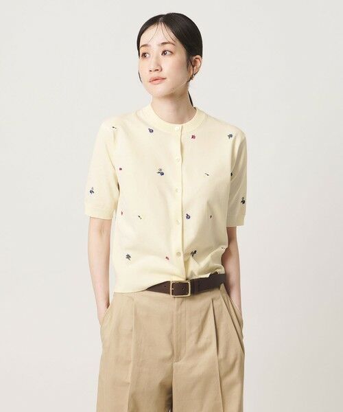 UNITED ARROWS / ユナイテッドアローズ カーディガン・ボレロ | フラワー エンブロイダリー ショートスリーブ カーディガン ‐ウォッシャブル‐ | 詳細1