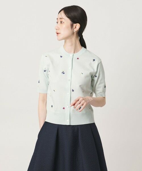 UNITED ARROWS / ユナイテッドアローズ カーディガン・ボレロ | フラワー エンブロイダリー ショートスリーブ カーディガン ‐ウォッシャブル‐ | 詳細9