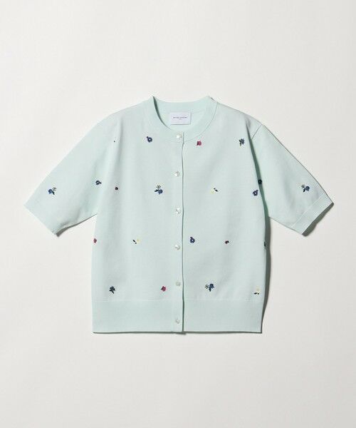UNITED ARROWS / ユナイテッドアローズ カーディガン・ボレロ | フラワー エンブロイダリー ショートスリーブ カーディガン ‐ウォッシャブル‐（LT.BLUE）