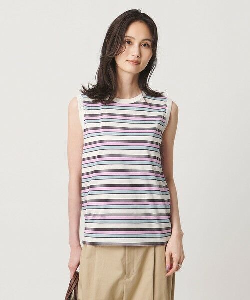 UNITED ARROWS / ユナイテッドアローズ キャミソール・チューブトップ | マルチボーダー ノースリーブ Tシャツ | 詳細1