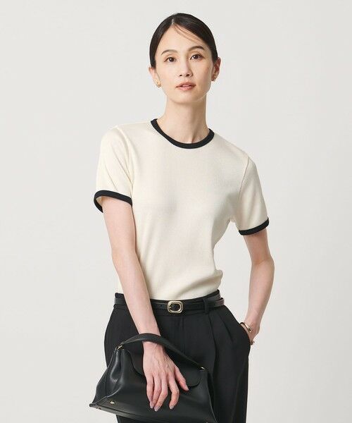 UNITED ARROWS / ユナイテッドアローズ カットソー | リブ バイカラーパイピング ショートスリーブ Tシャツ | 詳細1