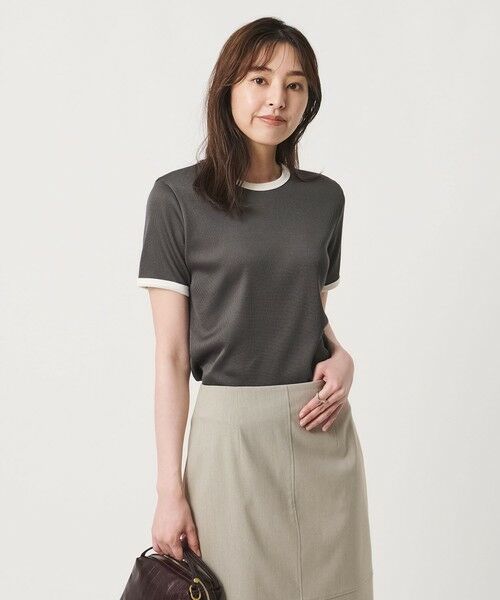 UNITED ARROWS / ユナイテッドアローズ カットソー | リブ バイカラーパイピング ショートスリーブ Tシャツ | 詳細7