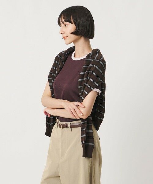 UNITED ARROWS / ユナイテッドアローズ カットソー | リブ バイカラーパイピング ショートスリーブ Tシャツ | 詳細18