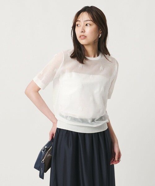 UNITED ARROWS / ユナイテッドアローズ ニット・セーター | シアー フラワー ショートスリーブ ニット ‐ウォッシャブル‐ | 詳細1