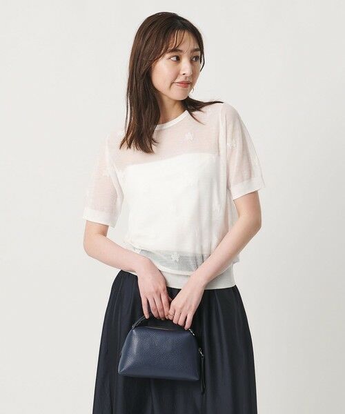 UNITED ARROWS / ユナイテッドアローズ ニット・セーター | シアー フラワー ショートスリーブ ニット ‐ウォッシャブル‐ | 詳細2