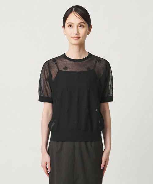 UNITED ARROWS / ユナイテッドアローズ ニット・セーター | シアー フラワー ショートスリーブ ニット ‐ウォッシャブル‐ | 詳細10