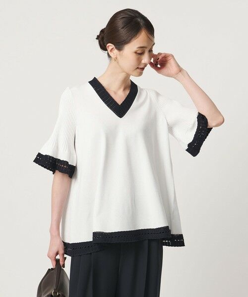 UNITED ARROWS / ユナイテッドアローズ ニット・セーター | Vネック ニット ショートスリーブ チュニック | 詳細1