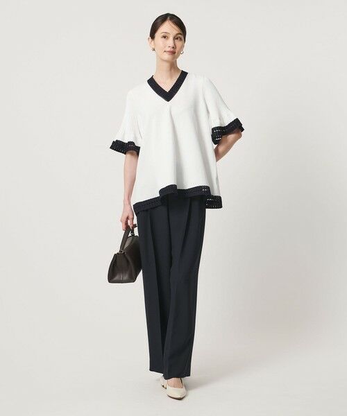 UNITED ARROWS / ユナイテッドアローズ ニット・セーター | Vネック ニット ショートスリーブ チュニック | 詳細3