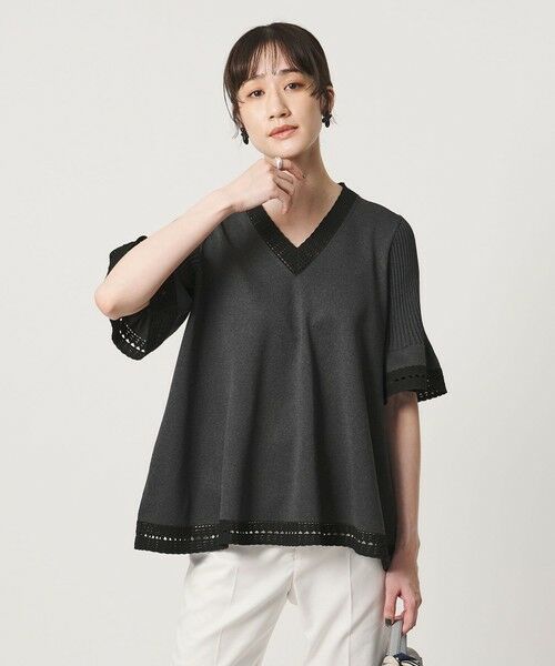 UNITED ARROWS / ユナイテッドアローズ ニット・セーター | Vネック ニット ショートスリーブ チュニック | 詳細7