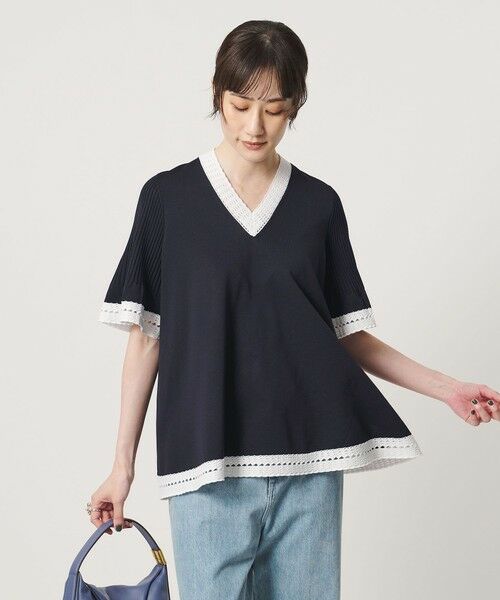 UNITED ARROWS / ユナイテッドアローズ ニット・セーター | Vネック ニット ショートスリーブ チュニック | 詳細17