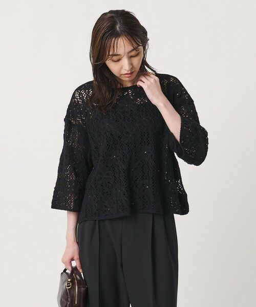 UNITED ARROWS / ユナイテッドアローズ ニット・セーター | スパンコール エンブロイダリー プルオーバー ニット ‐ウォッシャブル‐ | 詳細7