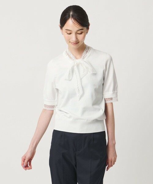 UNITED ARROWS / ユナイテッドアローズ ニット・セーター | 4WAY ボウタイレース ショートスリーブ ニット | 詳細1
