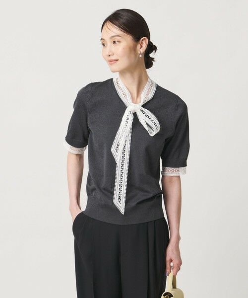 UNITED ARROWS / ユナイテッドアローズ ニット・セーター | 4WAY ボウタイレース ショートスリーブ ニット | 詳細7