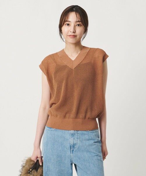UNITED ARROWS / ユナイテッドアローズ ベスト | ミニ Vネック フレンチスリーブ ニット ‐ウォッシャブル‐ | 詳細14