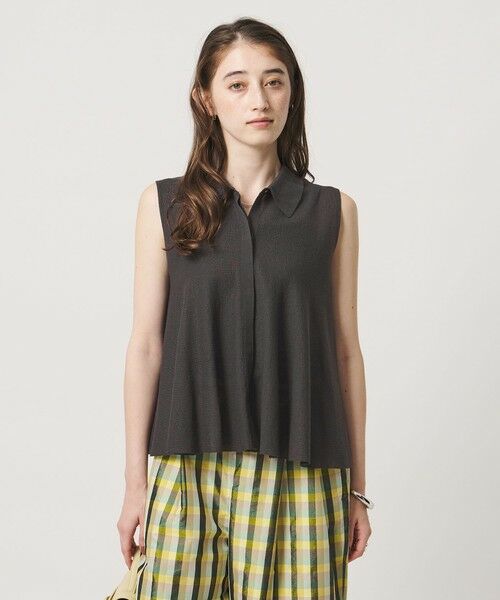 UNITED ARROWS / ユナイテッドアローズ ニット・セーター | ペプラム フレア ノースリーブ ニット ‐ウォッシャブル‐ | 詳細1