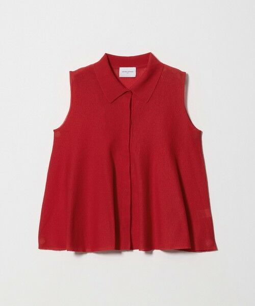 UNITED ARROWS / ユナイテッドアローズ ニット・セーター | ペプラム フレア ノースリーブ ニット ‐ウォッシャブル‐（RED）