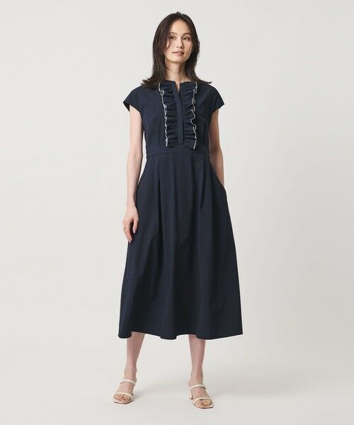UNITED ARROWS / ユナイテッドアローズ ロング・マキシ丈ワンピース | メロー フリル スキッパー ワンピース ‐防シワ 吸水速乾 UVカット 遮熱性 接触冷感‐ | 詳細14