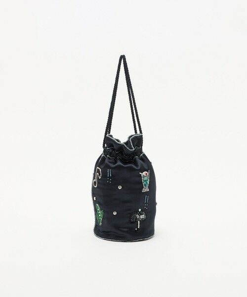 UNITED ARROWS / ユナイテッドアローズ ポーチ | エンブロイダリー モチーフ ポーチ（BLACK）