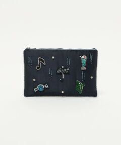 UNITED ARROWS / ユナイテッドアローズ ポーチ | エンブロイダリー モチーフ フラットポーチ