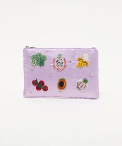 UNITED ARROWS / ユナイテッドアローズ ポーチ | エンブロイダリー モチーフ フラットポーチ