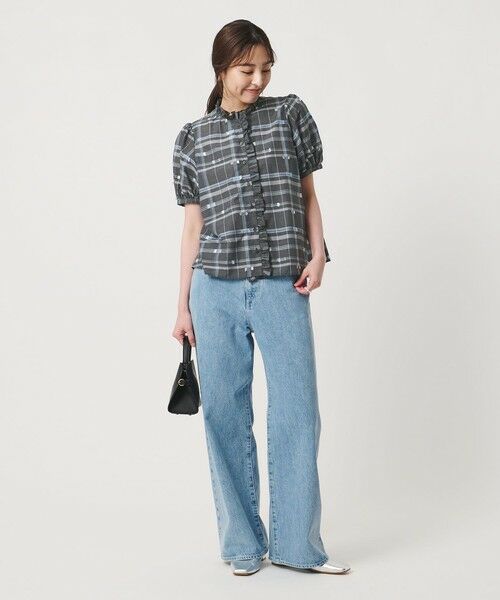 UNITED ARROWS / ユナイテッドアローズ シャツ・ブラウス | チェック リボン カットジャガード ブラウス | 詳細2