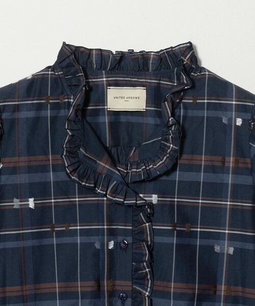 UNITED ARROWS / ユナイテッドアローズ シャツ・ブラウス | チェック リボン カットジャガード ブラウス | 詳細14