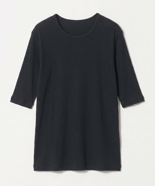 UNITED ARROWS / ユナイテッドアローズ カットソー | コットン テレコ 5分袖 カットソー(BLACK)
