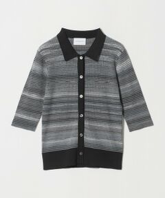 UNITED ARROWS / ユナイテッドアローズ ニット・セーター | カラー ボーダー 5分袖 ポロニット ‐ウォッシャブル‐