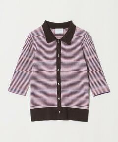 UNITED ARROWS / ユナイテッドアローズ ニット・セーター | カラー ボーダー 5分袖 ポロニット ‐ウォッシャブル‐