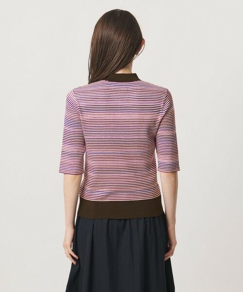 UNITED ARROWS / ユナイテッドアローズ ニット・セーター | カラー ボーダー 5分袖 ポロニット ‐ウォッシャブル‐ | 詳細14