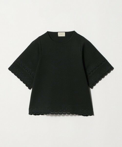 UNITED ARROWS / ユナイテッドアローズ ニット・セーター | カットワーク スカラップ プルオーバー ニット ‐ウォッシャブル‐（BLACK）