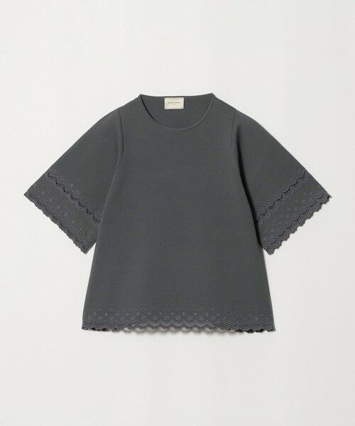 UNITED ARROWS / ユナイテッドアローズ ニット・セーター | カットワーク スカラップ プルオーバー ニット ‐ウォッシャブル‐（DK.GRAY）