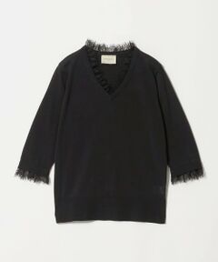UNITED ARROWS / ユナイテッドアローズ ニット・セーター | レースコンビ Vネックニット ‐ウォッシャブル‐