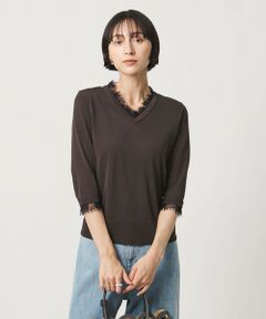 UNITED ARROWS / ユナイテッドアローズ ニット・セーター | レースコンビ Vネックニット ‐ウォッシャブル‐