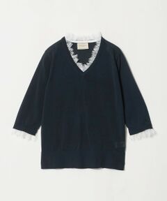 UNITED ARROWS / ユナイテッドアローズ ニット・セーター | レースコンビ Vネックニット ‐ウォッシャブル‐
