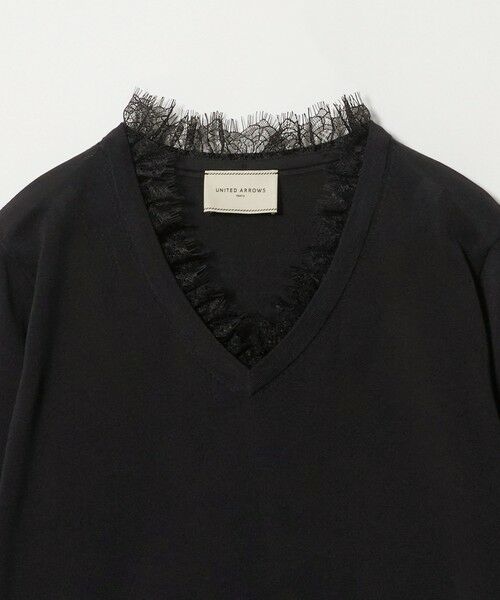 UNITED ARROWS / ユナイテッドアローズ ニット・セーター | レースコンビ Vネックニット ‐ウォッシャブル‐ | 詳細1