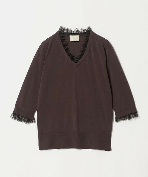 UNITED ARROWS / ユナイテッドアローズ ニット・セーター | レースコンビ Vネックニット ‐ウォッシャブル‐ | 詳細9