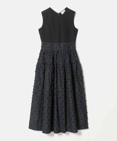 UNITED ARROWS / ユナイテッドアローズ ロング・マキシ丈ワンピース | ドットリボン カットジャガード ワンピース ‐ウォッシャブル‐（BLACK）