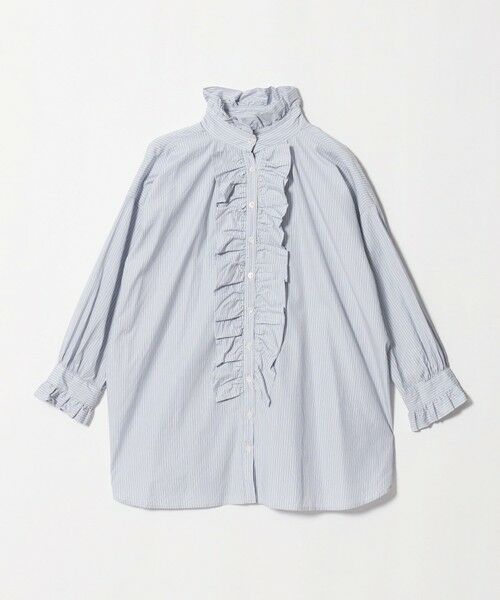 UNITED ARROWS / ユナイテッドアローズ シャツ・ブラウス | ＜dahl’ia＞フリル ストライプ ロングスリーブ ブラウス（MD.GRAY）