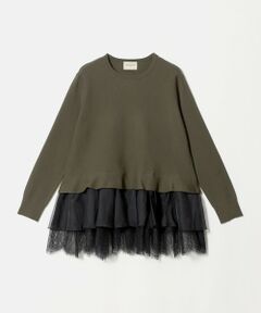 UNITED ARROWS / ユナイテッドアローズ ニット・セーター | オーガンジー レース コンビ ニット ‐ウォッシャブル‐