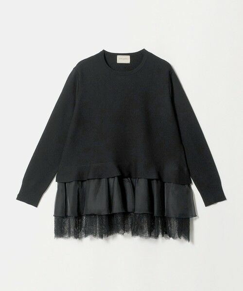 UNITED ARROWS / ユナイテッドアローズ ニット・セーター | オーガンジー レース コンビ ニット ‐ウォッシャブル‐（BLACK）